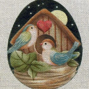 Love Birds Nest Egg Needlepoint Canvas