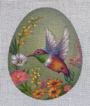 Orange Hummingbird Egg Needlepoint Canvas