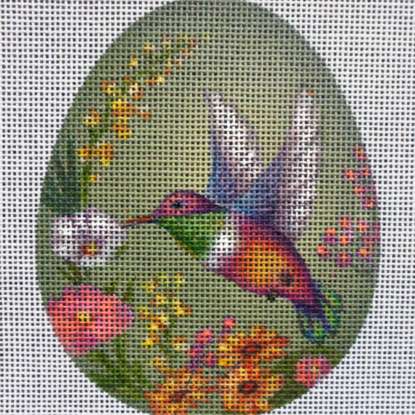 Orange Hummingbird Egg Needlepoint Canvas