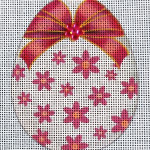 Pink Floral Egg Needlepoint Canvas