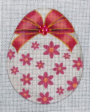 Pink Floral Egg Needlepoint Canvas