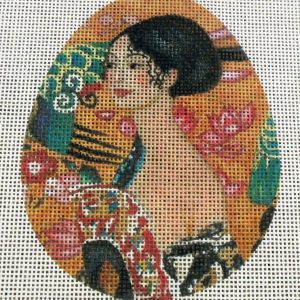 Klimt "Woman with Fan" Egg Needlepoint Canvas
