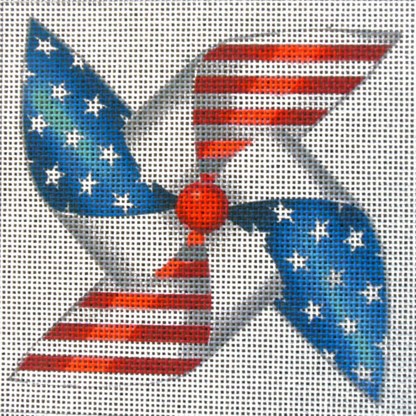 Patriotic Stars & Stripes Pinwheel Needlepoint Canvas