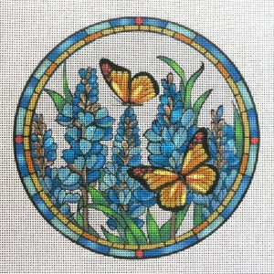Texas Bluebonnet Butterflies Needlepoint Canvas