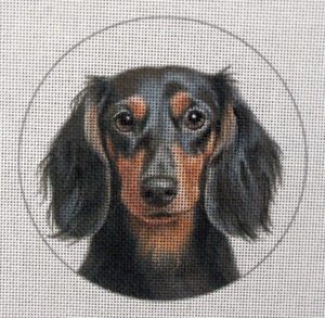 Dachshund Long Hair Needlepoint Canvas