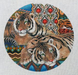 Tapestry Tiger Round Needlepoint Canvas