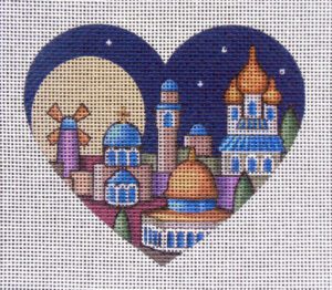 Jerusalem Moon Heart Needlepoint Canvas