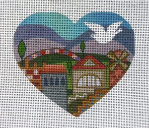 Jerusalem Dove Heart Needlepoint Canvas