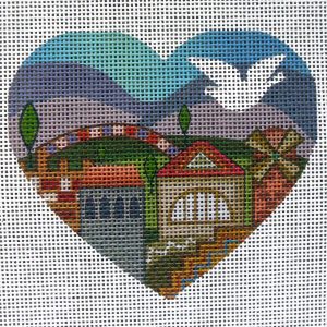 Jerusalem Dove Heart Needlepoint Canvas