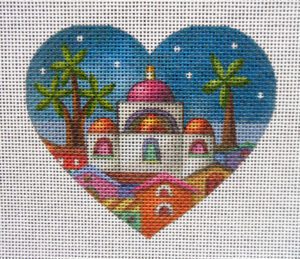 Jerusalem Palms Heart Needlepoint Canvas