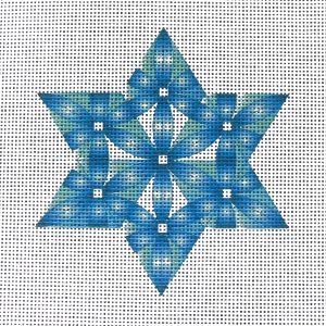 Blue Prism Star of David Needlepoint Canvas