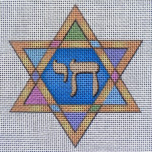 Chai Star of David Needlepoint Canvas
