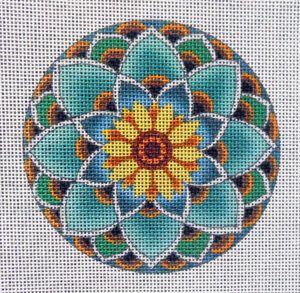 Sunflower Prism Round Needlepoint Canvas