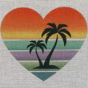 Tropical Sunrise Heart Needlepoint Canvas