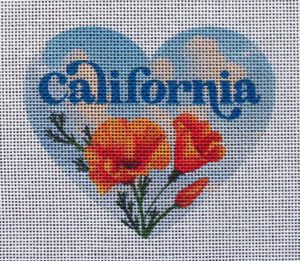 California Heart Needlepoint Canvas
