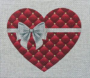 Cranberry Quilt Heart Needlepoint Canvas
