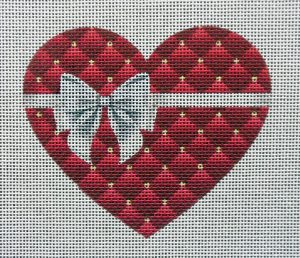 Cranberry Quilt Heart Needlepoint Canvas