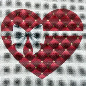 Cranberry Quilt Heart Needlepoint Canvas