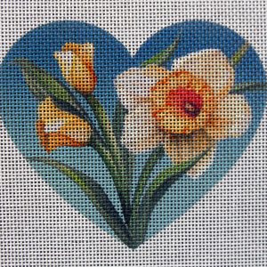 Daffodil Heart Needlepoint Canvas