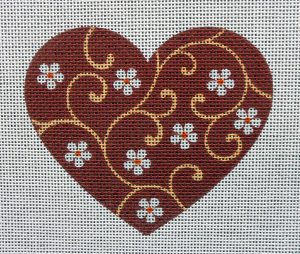 Daisy Dance Heart Needlepoint Canvas