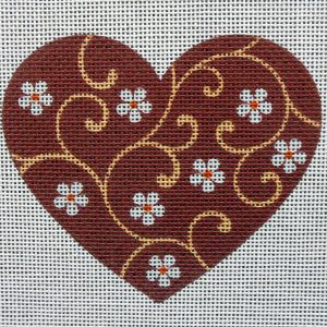 Daisy Dance Heart Needlepoint Canvas