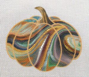 Earth Rock Geode Pumpkin Needlepoint Canvas