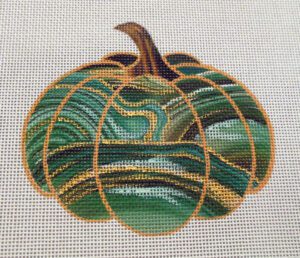 Emerald Geode Pumpkin Needlepoint Canvas