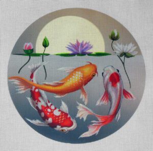 Moonlit Koi Fish Needlepoint Canvas