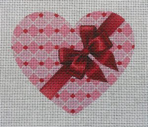 Pink Diamonds Heart Needlepoint Canvas