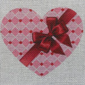 Pink Diamonds Heart Needlepoint Canvas