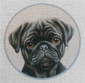 Black Pug Needlepoint Canvas