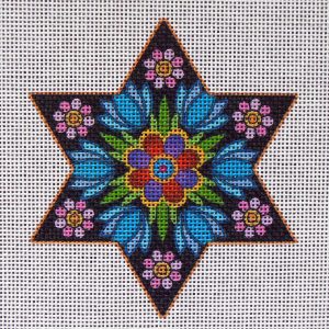 Floral Star of David Needlepoint Canvas