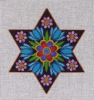 Floral Star of David Needlepoint Canvas