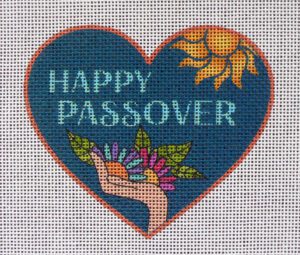 Happy Passover Heart Needlepoint Canvas