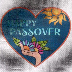 Happy Passover Heart Needlepoint Canvas