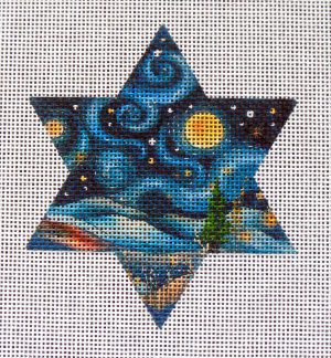 Starry Night Star of David Needlepoint Canvas