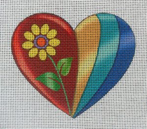 Silk Pillow Heart Needlepoint Canvas