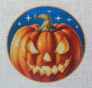 Scary Pumpkin Halloween Needlepoint Canvas