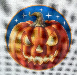 Scary Pumpkin Halloween Needlepoint Canvas
