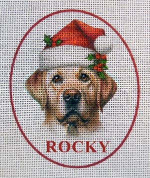 Yellow Labrador (Name Optional) Needlepoint Canvas