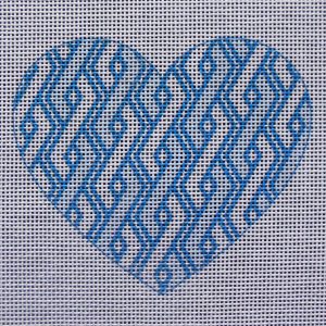 Blue Geo Heart Needlepoint Canvas