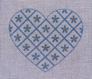 Blue Shimmer Heart Needlepoint Canvas