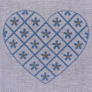 Blue Shimmer Heart Needlepoint Canvas