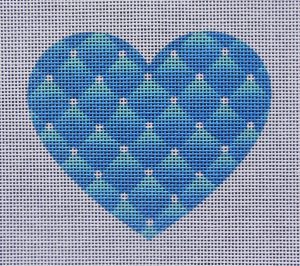 Blue Quilt Heart Needlepoint Canvas