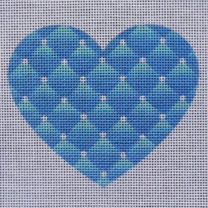 Blue Quilt Heart Needlepoint Canvas