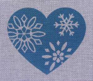 I Love Snow Heart Needlepoint Canvas