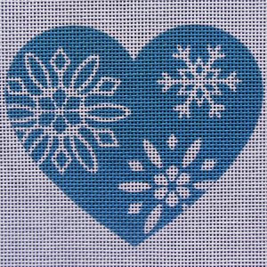 I Love Snow Heart Needlepoint Canvas