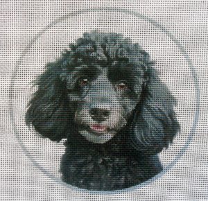 Poodle, Black Needlepoint Canvas