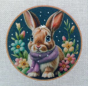 Snow Globe Bunny Needlepoint Canvas