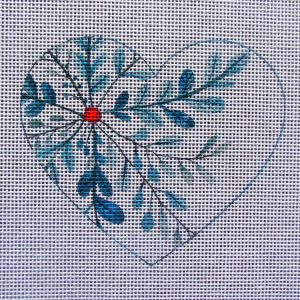 Winterberry Spray Heart Needlepoint Canvas